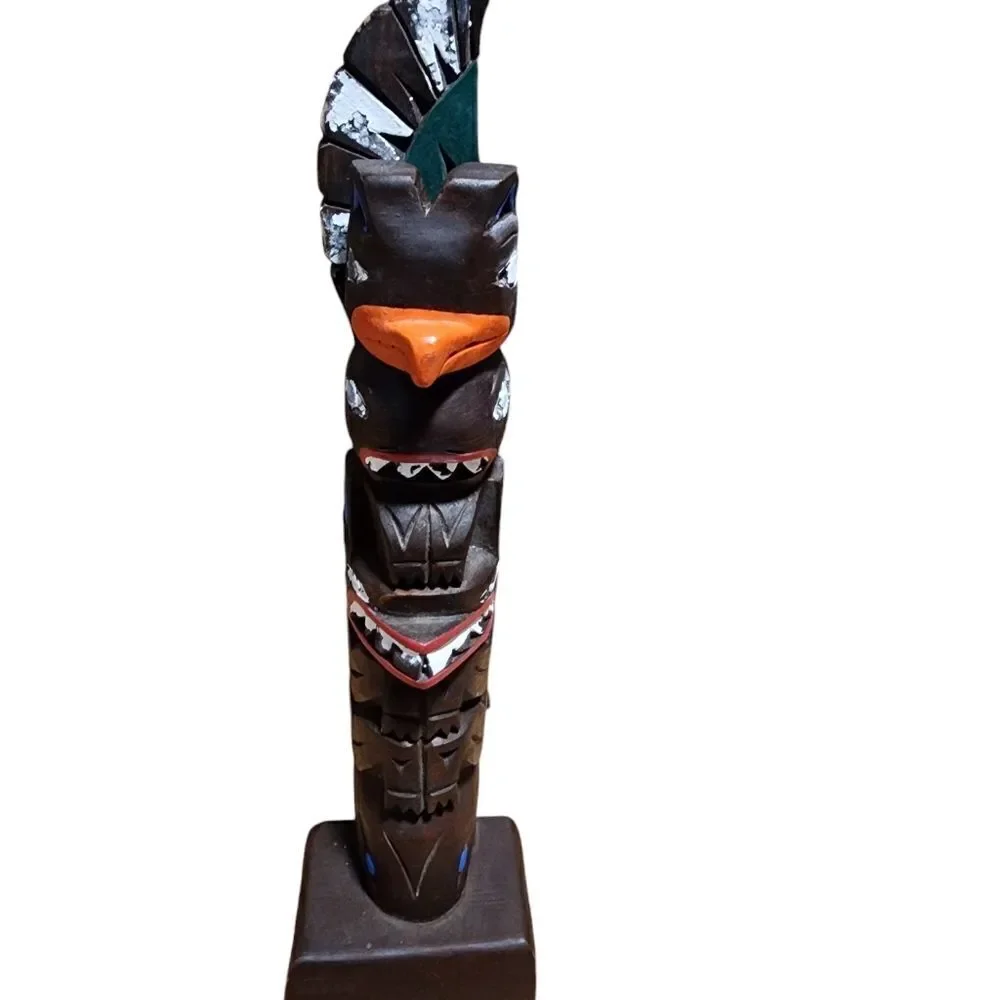 Authentic Alaska Craft Totem Pole Ketchikan Carved Wood Moveable Painted